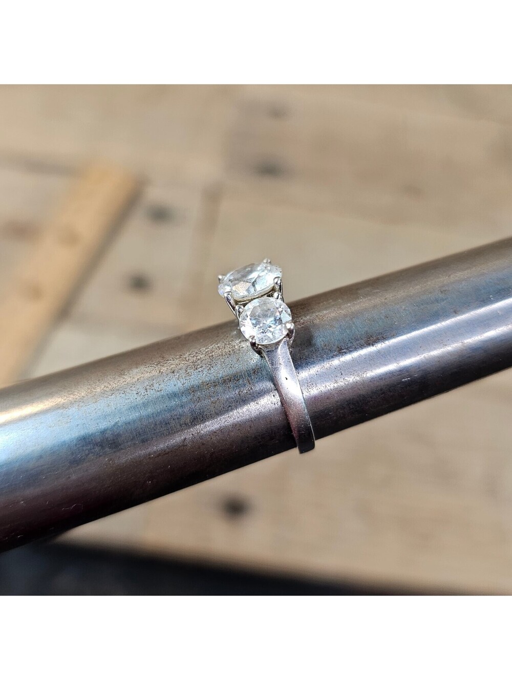 Sterling Silver 925 Three Stone Clear CZ Engagement Promise Ring Size 7 Korea